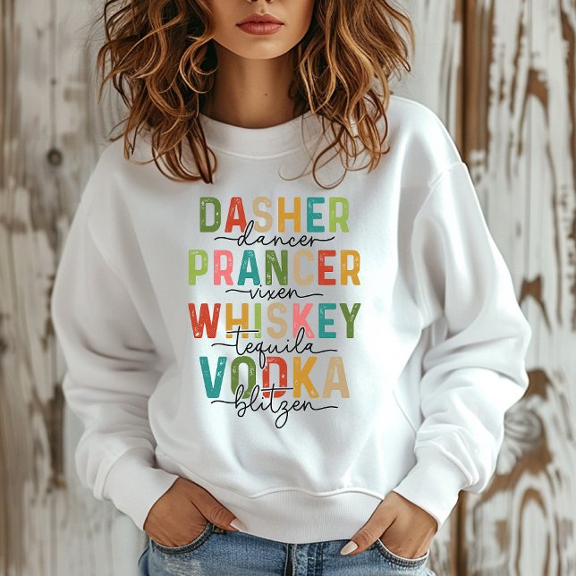 Weihnachts-Rentier und Alcohol Funny Rainbow Sweatshirt (Von Creator hochgeladen)