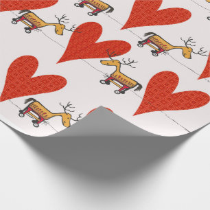 Weihnachts-Rentier und Herz Geschenkpapier