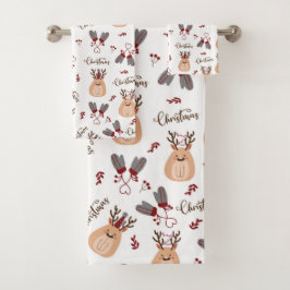 Weihnachts-Rentier und Mittens Badhandtuch Set