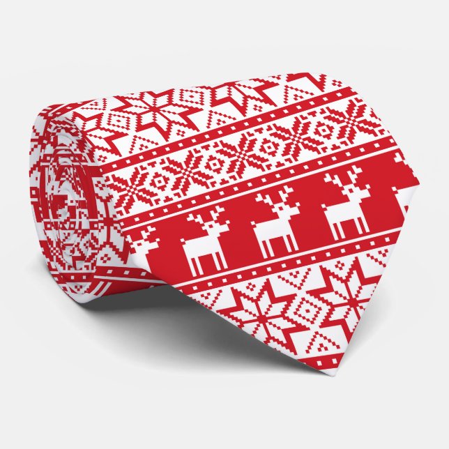 Weihnachts-Rentier und Schneeflocken hässliche Kra Krawatte (Gerollt)