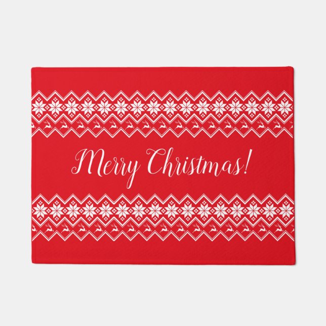 Weihnachts-Rentier und Schneeflocken Nordic Door M Fußmatte (Vorderseite)