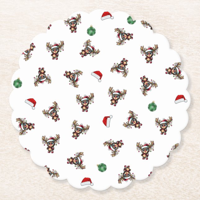 Weihnachts-Rentier-Untersetzer Untersetzer (Vorderseite)