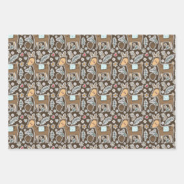 Weihnachts-Rentier-Urlaubsmuster Geschenkpapier Set