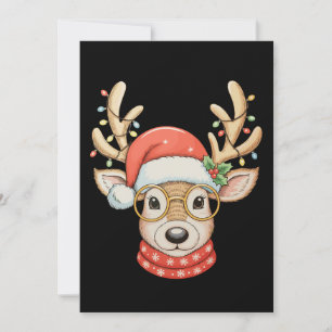 Weihnachts-Rentier-Xmas-Lichter-Brille-Santa-Hut Feiertagskarte