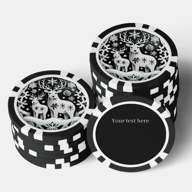 Weihnachts-Rentiere am 3. Dezember Text hinzufügen Pokerchips (Stapel)