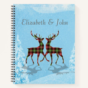 Weihnachts-Rentiere-Buffalo-Karo-Wald Notizbuch