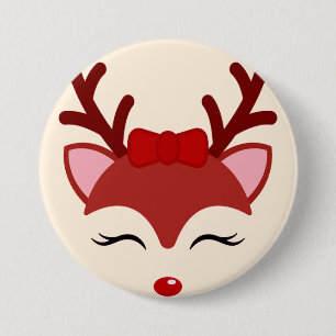 Weihnachts-Rentiergesicht Button