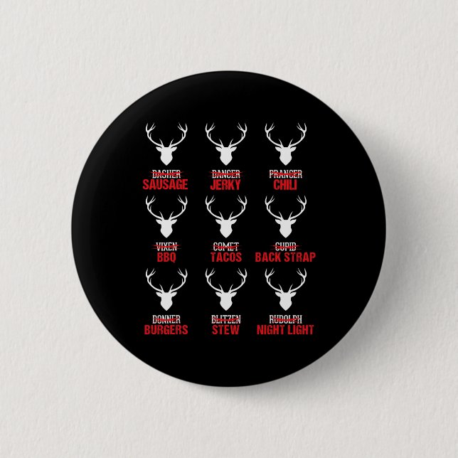 Weihnachts-Rentierjäger Hirschfleisch-Jagd Button (Vorderseite)