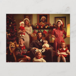 Weihnachts Retro Creepy Family Portrait Postkarte