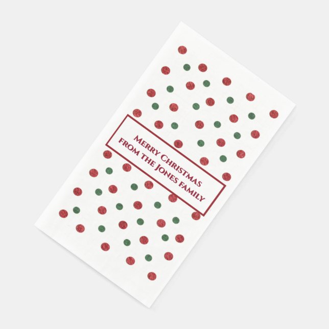Weihnachts Retro Dots Muster Grün Rot Serviette (Ecke)