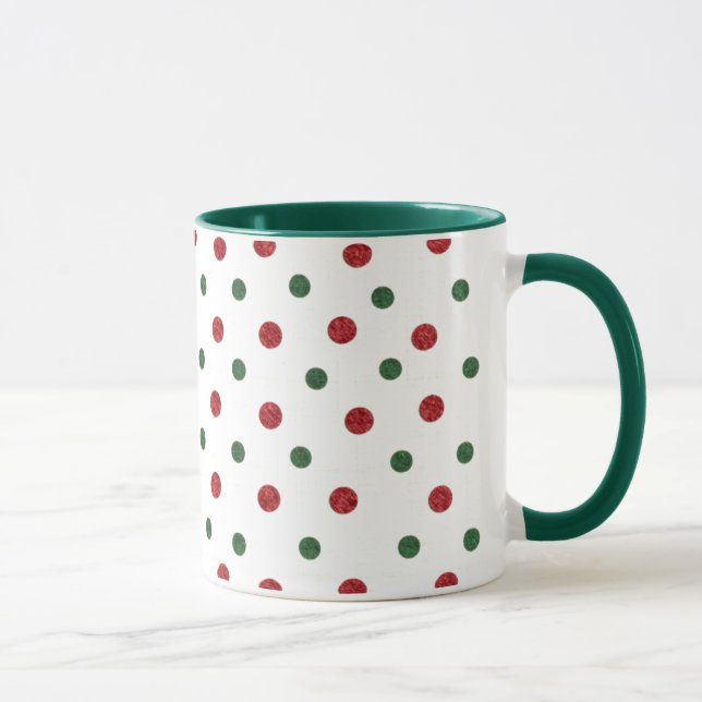 Weihnachts Retro Dots Muster rot Grün Tasse (Rechts)