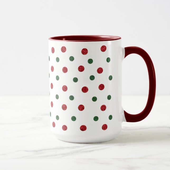 Weihnachts Retro Dots Muster rot Grün Tasse (Rechts)