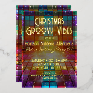 Weihnachts Retro Groovy Vibes Party Einladung
