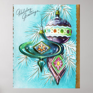 Weihnachts-Retro Holiday Glühbirnen Poster