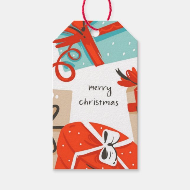 Weihnachts-Retro-Pakete Geschenktasten Geschenkanhänger (Vorderseite)