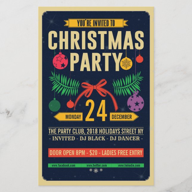 Weihnachts Retro Party Flyer (Vorderseite)