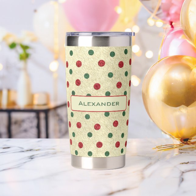 Weihnachts Retro Red Green Dots Muster Thermobecher (Bachelor Party)