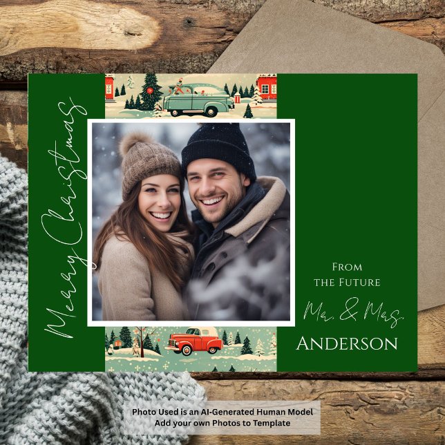 Weihnachts Retro Save the Date Postkarte (Von Creator hochgeladen)
