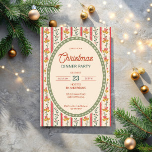 Weihnachts-Retro-Streifen Grandmilenial-Dinnerpart Einladung