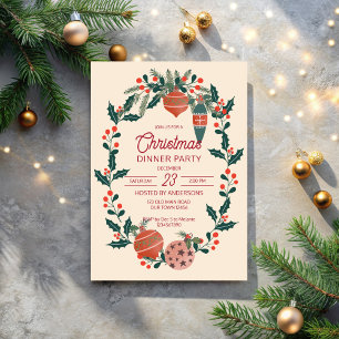 Weihnachts-Retro-Streifen Grandmilenial-Dinnerpart Einladung