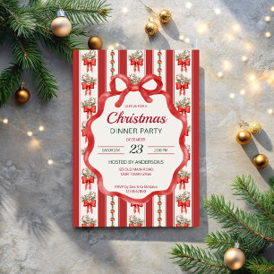 Weihnachts-Retro-Streifen Grandmilenial-Dinnerpart Einladung