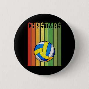 Weihnachts Retro Volleyball Spieler Niedliche Grup Button