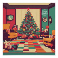 Weihnachts Retro Wohnzimmer mit Weihnachtsbaum