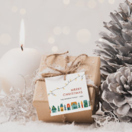 Weihnachts-Retrohäuser Geschenkanhänger