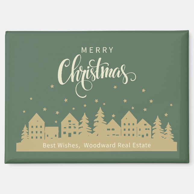 Weihnachts-Retrohäuser | Real Anwesen Personalisie Magnet (Vorderseite)