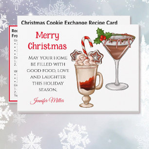 Weihnachts-Rezept-Austausch Cocktails 5 x 7 Feiert Feiertagskarte