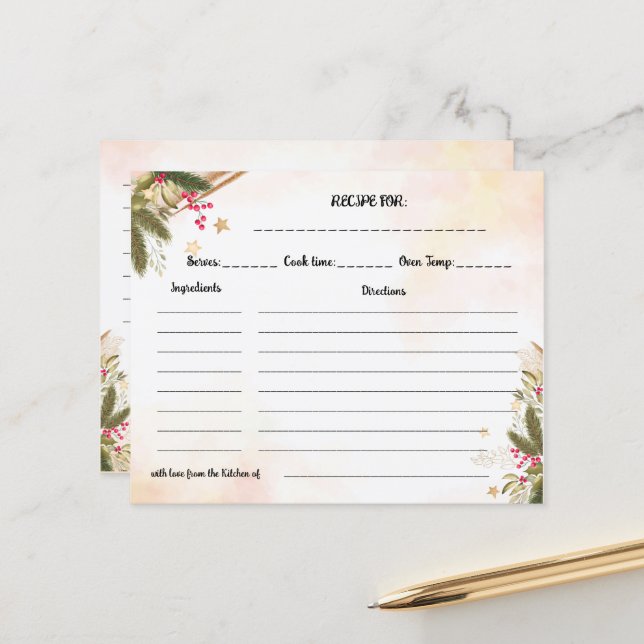 Weihnachts-Rezept-Card-Brautparty (Vorderseite/Rückseite Beispiel)