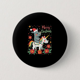 Weihnachts-Rhino Frohe Weihnachten Einhorn-Rhino-T Button
