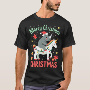 Weihnachts-Rhino Frohe Weihnachten Einhorn-Rhino-T T-Shirt