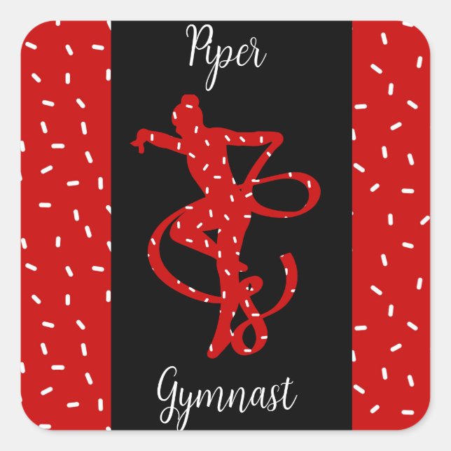 Weihnachts Rhythmische Gymnastik Red Candy Sprinkl Quadratischer Aufkleber (Vorderseite)