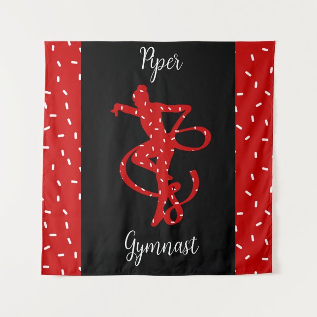 Weihnachts Rhythmische Gymnastik Red Candy Sprinkl Wandteppich (Vorderseite)