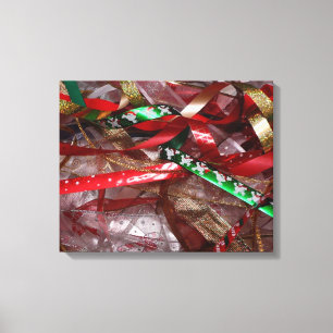 Weihnachts-Ribbons Red Green und Gold Holiday Leinwanddruck