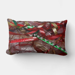 Weihnachts-Ribbons Red Green und Gold Holiday Lendenkissen