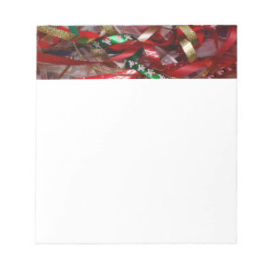 Weihnachts-Ribbons Red Green und Gold Holiday Notizblock