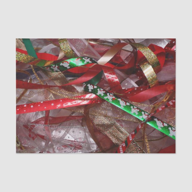 Weihnachts-Ribbons Red Green und Gold Holiday Seidenpapier (Vorderseite)
