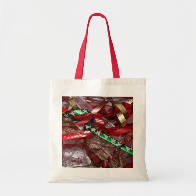 Weihnachts-Ribbons Red Green und Gold Holiday Tragetasche (Vorne)