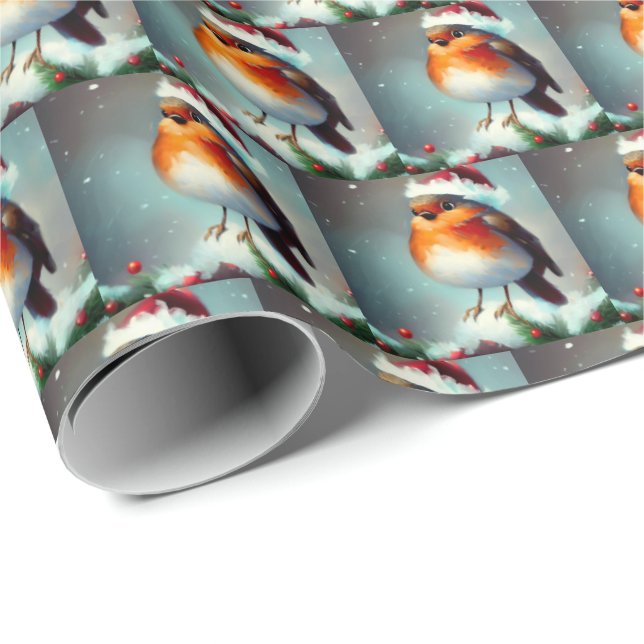 Weihnachts-Robin 1 Geschenkpapier (Rolleneckpunkt)