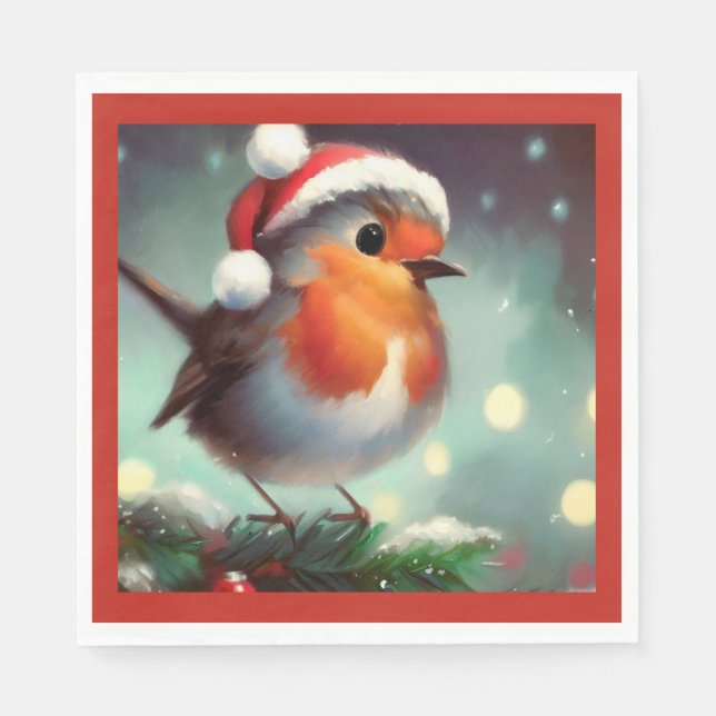 Weihnachts-Robin 2 Serviette (Vorderseite)