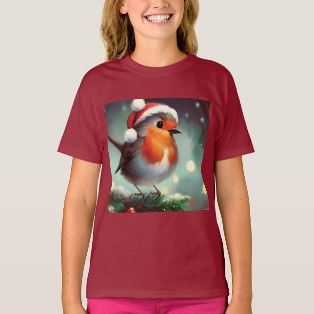 Weihnachts-Robin 2 T-Shirt (Vorderseite)