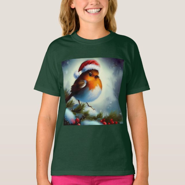 Weihnachts-Robin 3 T-Shirt (Vorderseite)