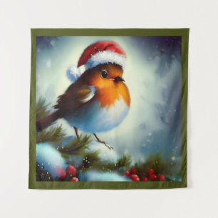 Weihnachts-Robin 3 Wandteppich