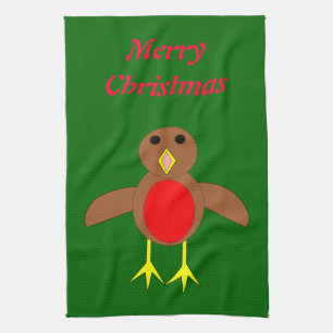 Weihnachts Robin Anpassbarer Küchenzahn Handtuch