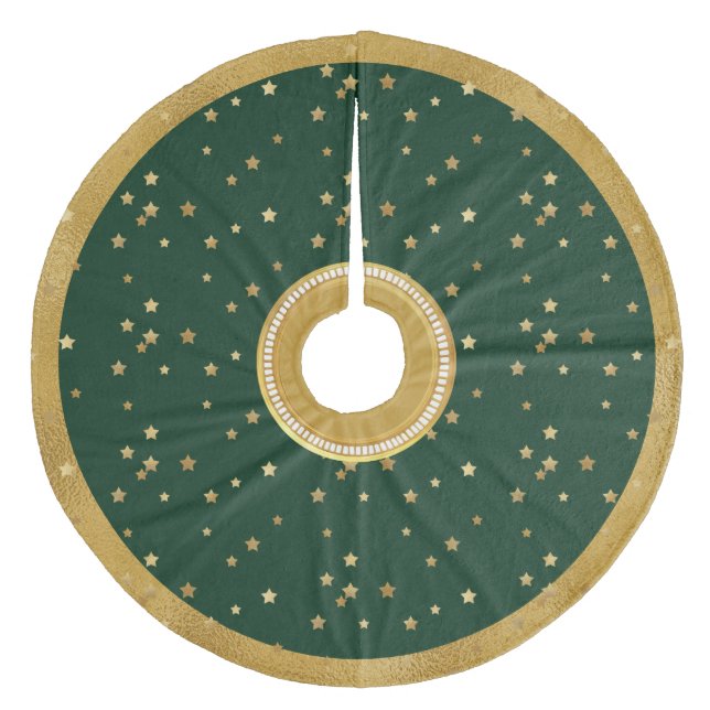 Weihnachts-Rock auf Green & Gold Stars Weihnachtsb Fleece Weihnachtsbaumdecke (Vorderseite)