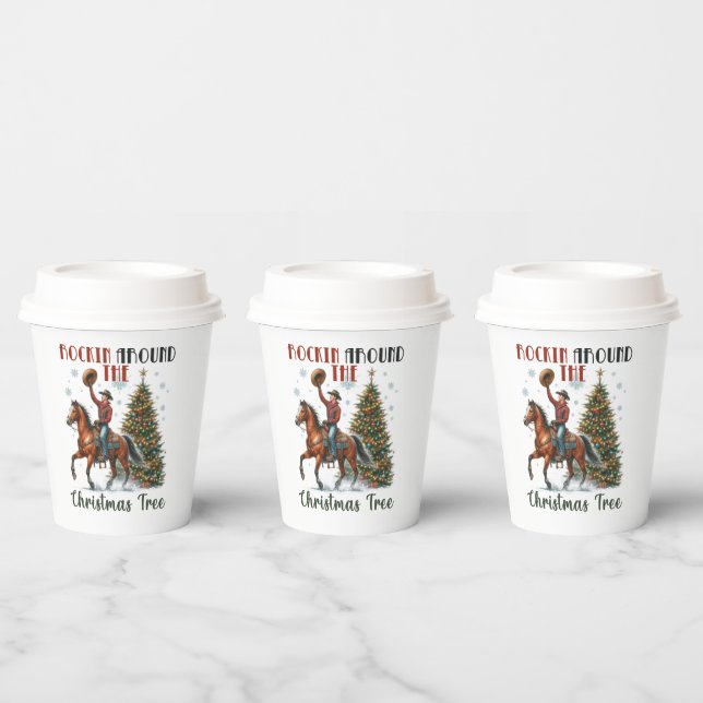 Weihnachts-Rocking Cowboy-Party Pappbecher (Multi)