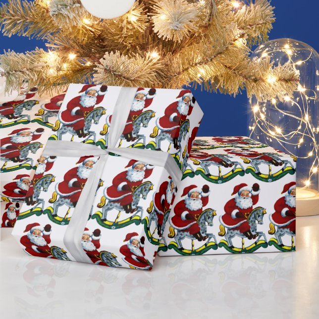 Weihnachts-Rockpferd Santa gekachelt Geschenkpapier (Feiertage)