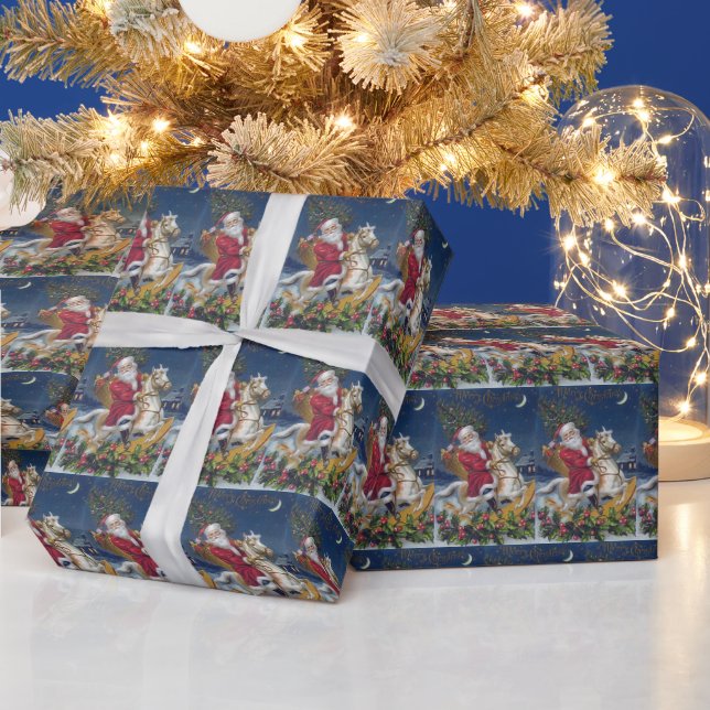 Weihnachts-Rockpferd Santa gekachelt Geschenkpapier (Feiertage)